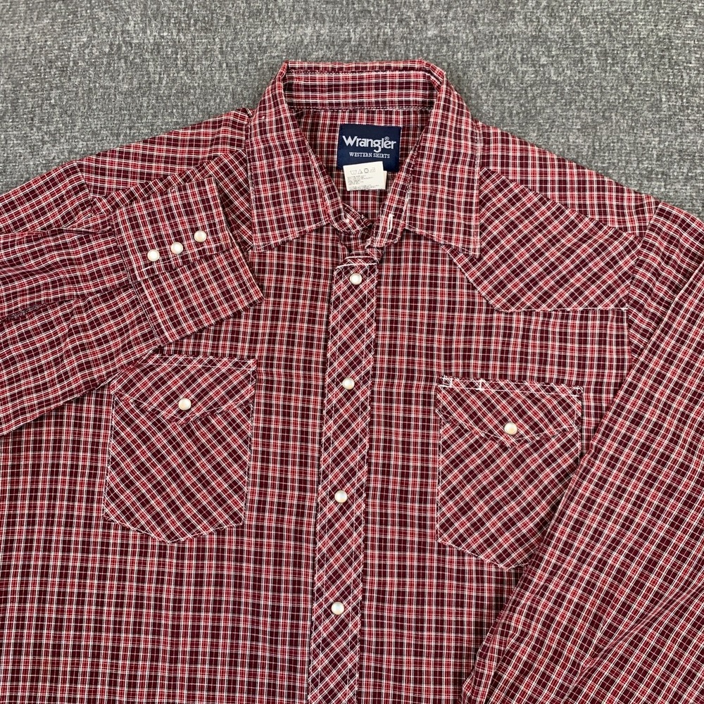 Vintage Wrangler Shirt Mens Large Plaid Pearl Snap Western Brushpopper Rodeo 90s